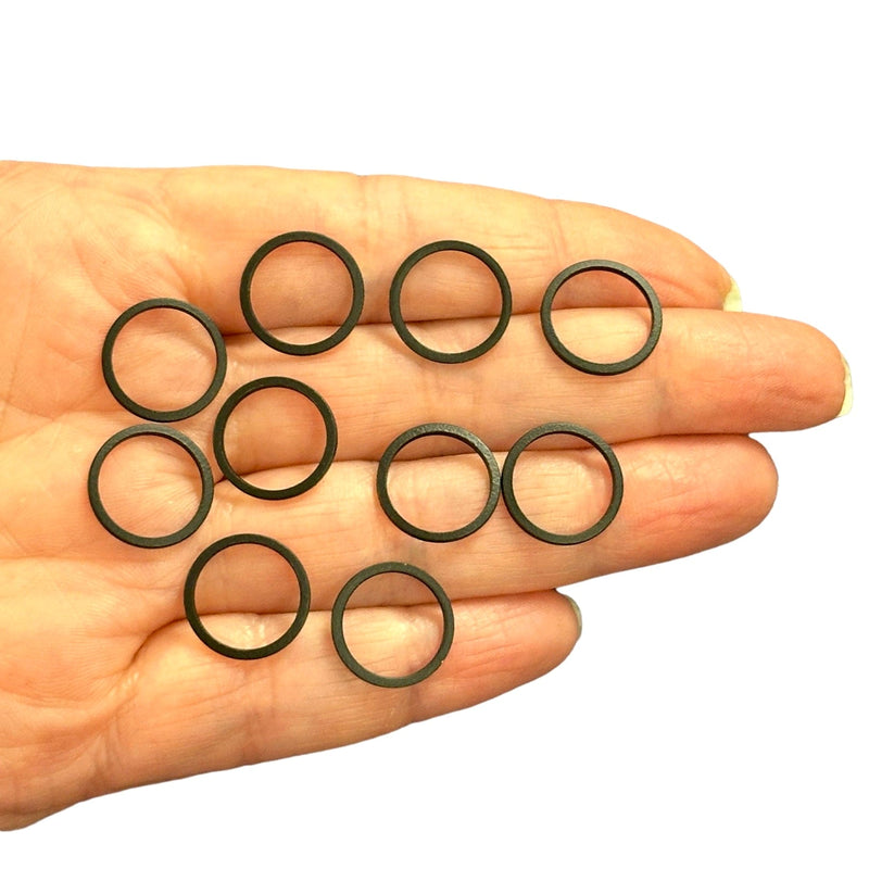 Black Plated 14mm Connector Rings, 14mm Closed Black Rings, 10 pcs in a pack