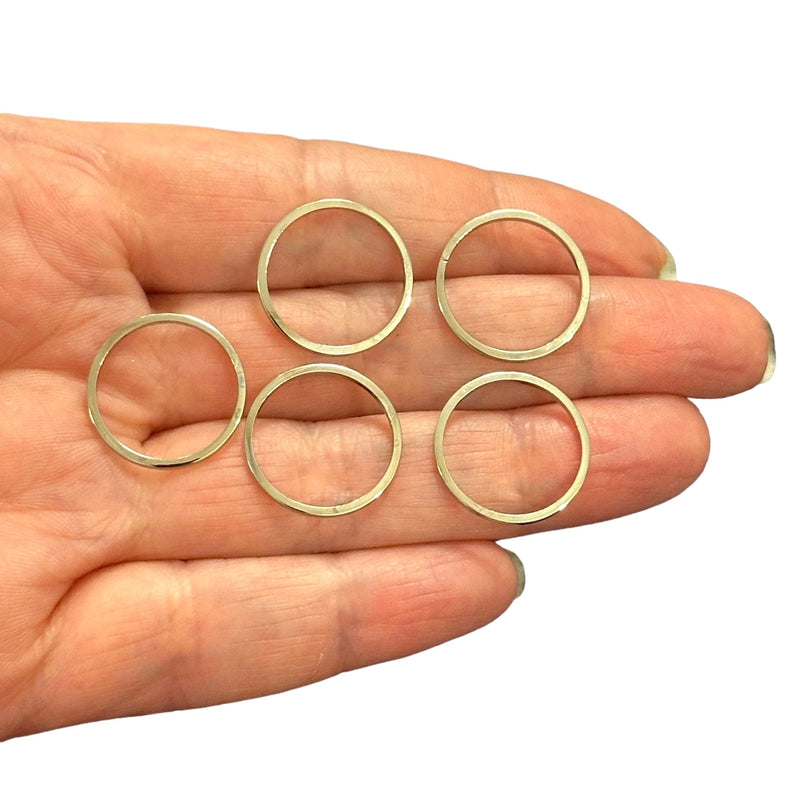 Rhodium Plated 18mm Connector Rings, 18mm Closed Rhodium Rings, 5 pcs in a pack