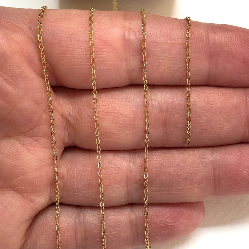 Stainless Steel 24Kt Gold Plated Cable Chain, Gold Plated Soldered Stainless Steel Chain 1.2mm