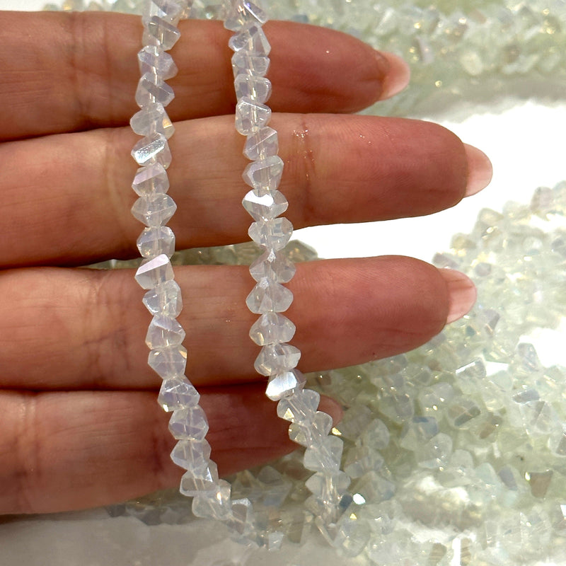 Triangular Crystal Spacer Beads, Faceted Glass Triangular Beads, 95 Beads Strand