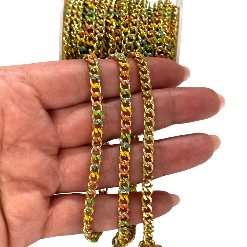 Multicolor Enamelled Gourmet Chain, 24Kt Gold Plated Gourmet Chain,