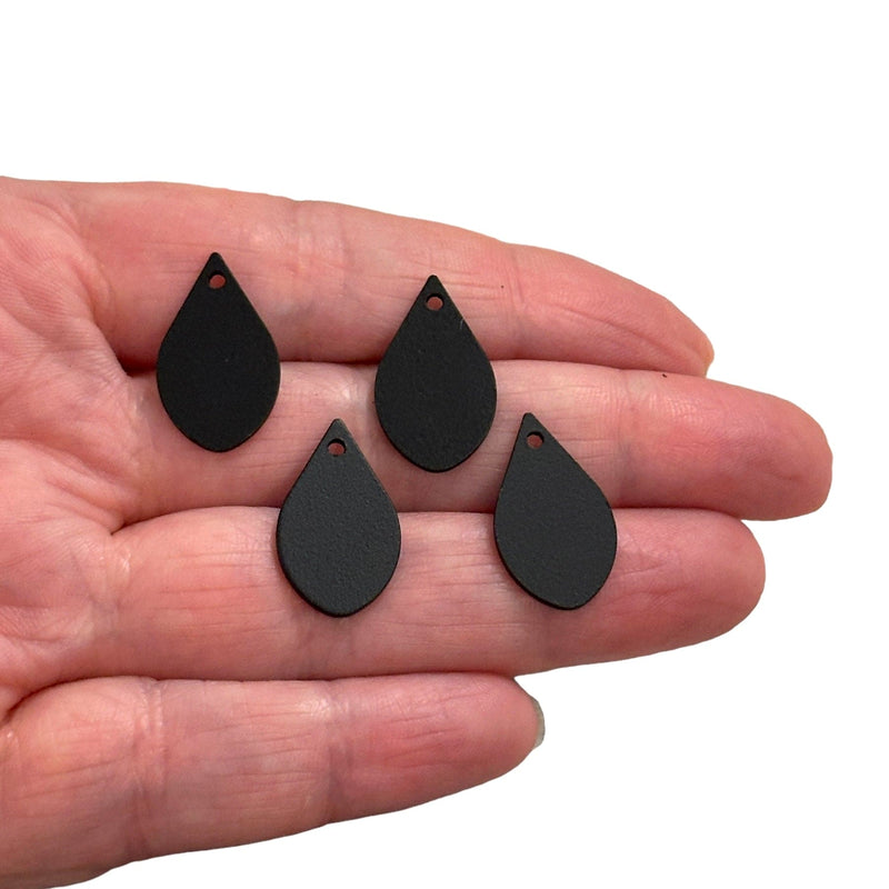 Black Plated 20x12mm Drop Tag Charms, Black Drop Tag Charms, 4 pcs in a pack