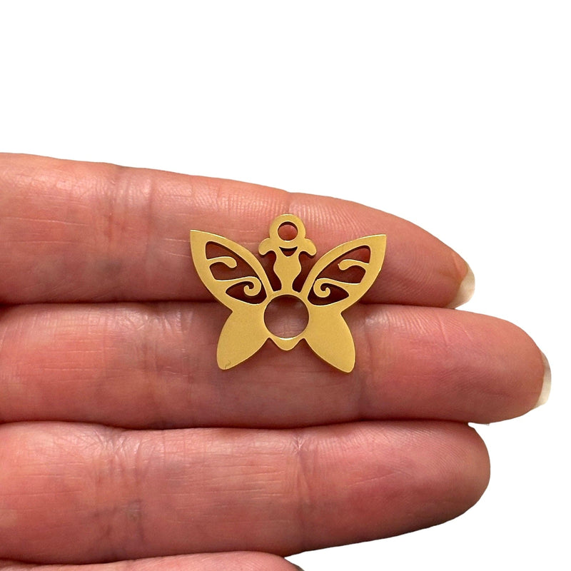Stainless Steel 24Kt Gold Plated Butterfly Charm