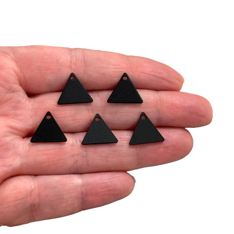 Black Plated 13.5mm Triangle Tag Charms, Black Triangle Tag Charms, 5 pcs in a pack