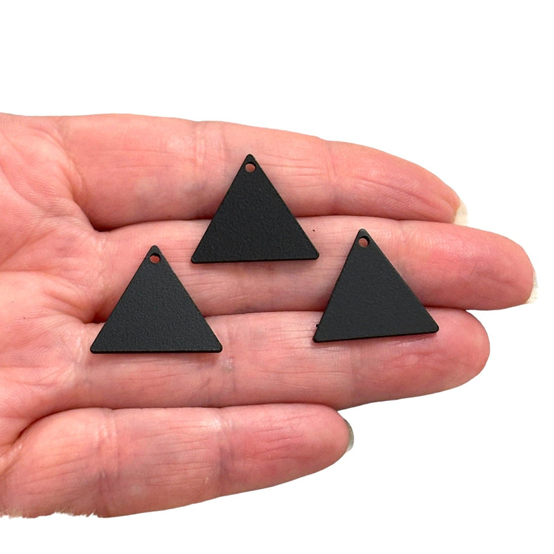 Black Plated 20.5mm Triangle Tag Charms, Black Triangle Tag Charms, 3 pcs in a pack