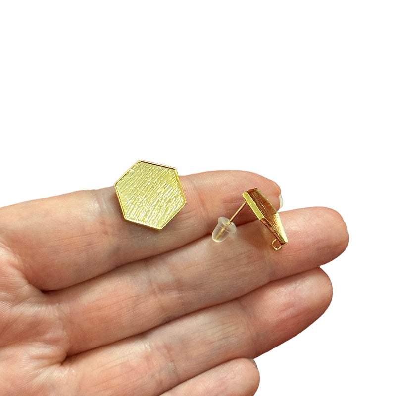 24Kt Gold Plated  Brass Stud Earrings, 2 pcs in a pack