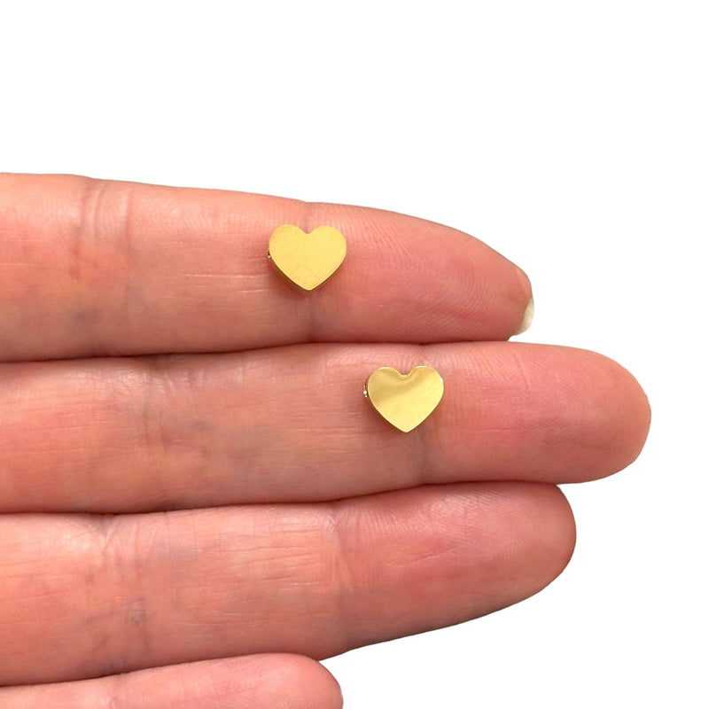 24Kt Gold Plated Stainless Steel Heart Spacer Charms, 2 pcs in a pack