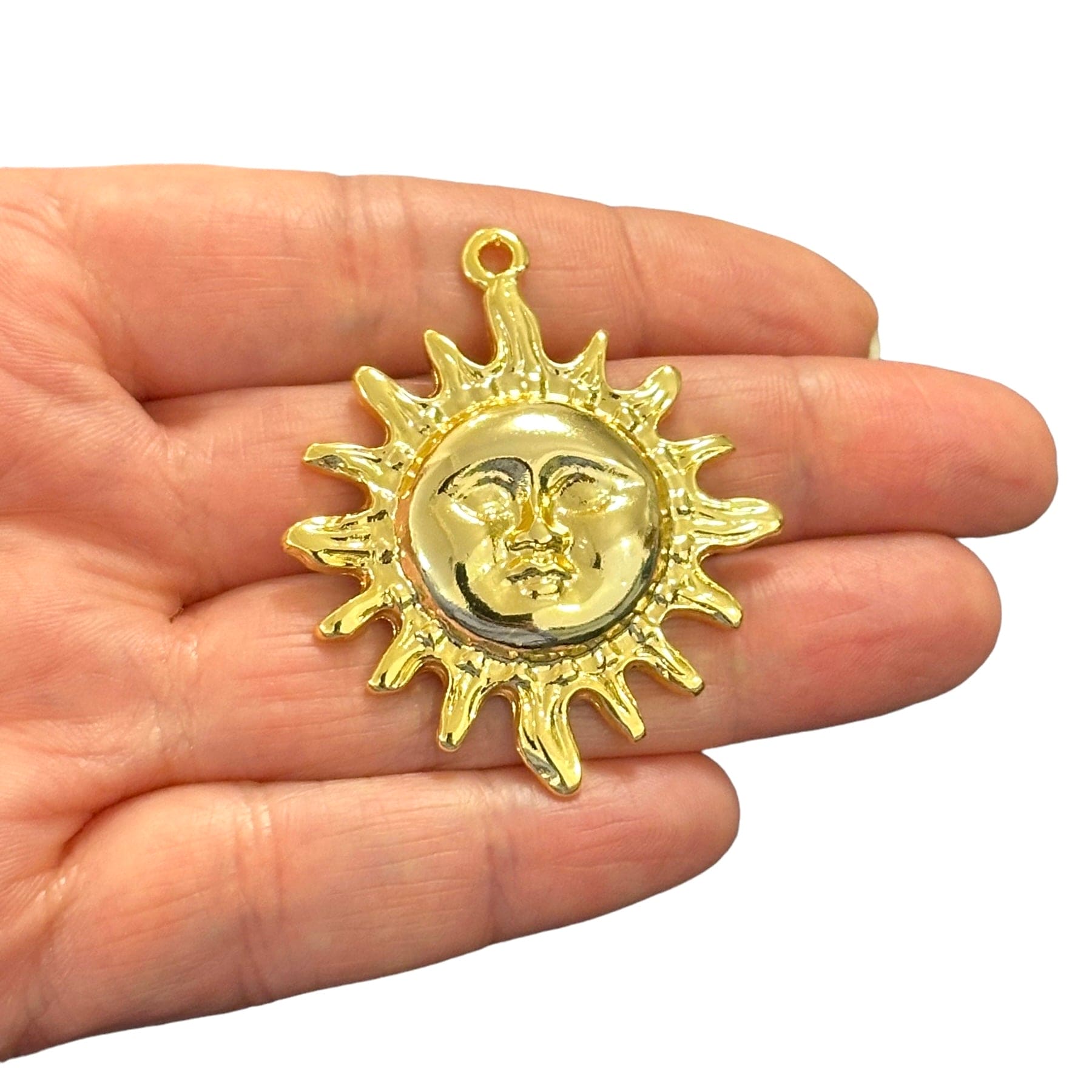 24Kt Gold Plated 47mm Large Sun Pendant Peppy Beads