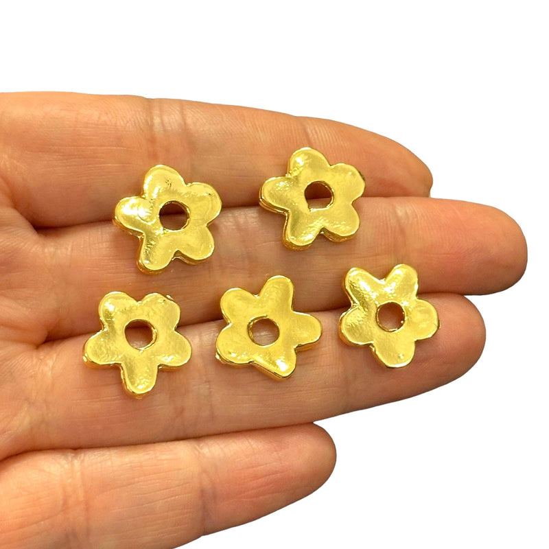 24Kt Gold Plated Flower Charms, 5 pcs in a pack