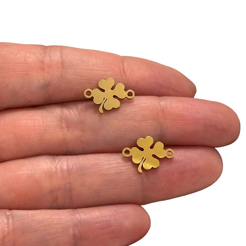 24Kt Gold Plated Stainless Steel Clover Connector Charms 2 pcs in a pack