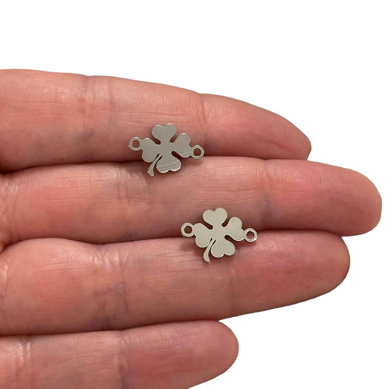Stainless Steel Clover Connector Charms 2 pcs in a pack