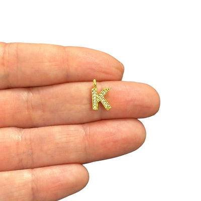 NEW!! 24Kt Gold Plated Brass Micro Pave Initial Charms