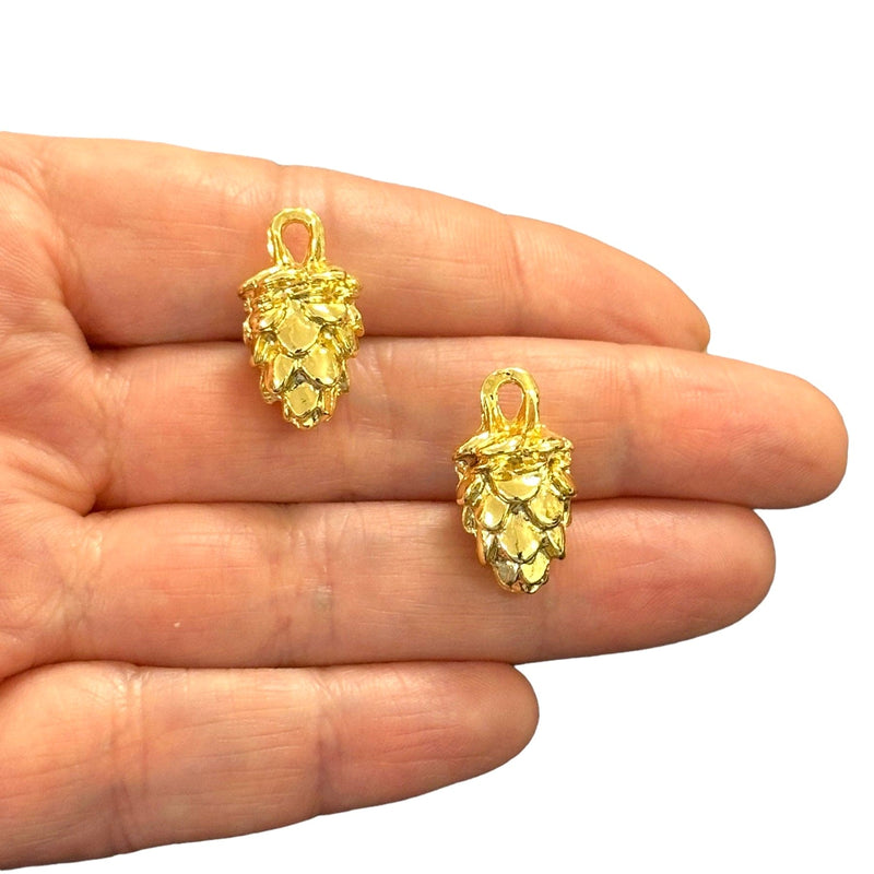 24Kt Gold Plated Pinecone Charms, 2 pcs in a pack