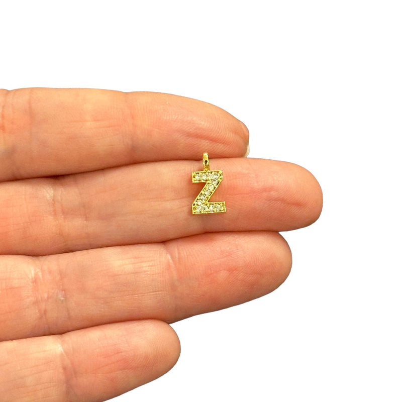 NEW!! 24Kt Gold Plated Brass Micro Pave Initial Charms