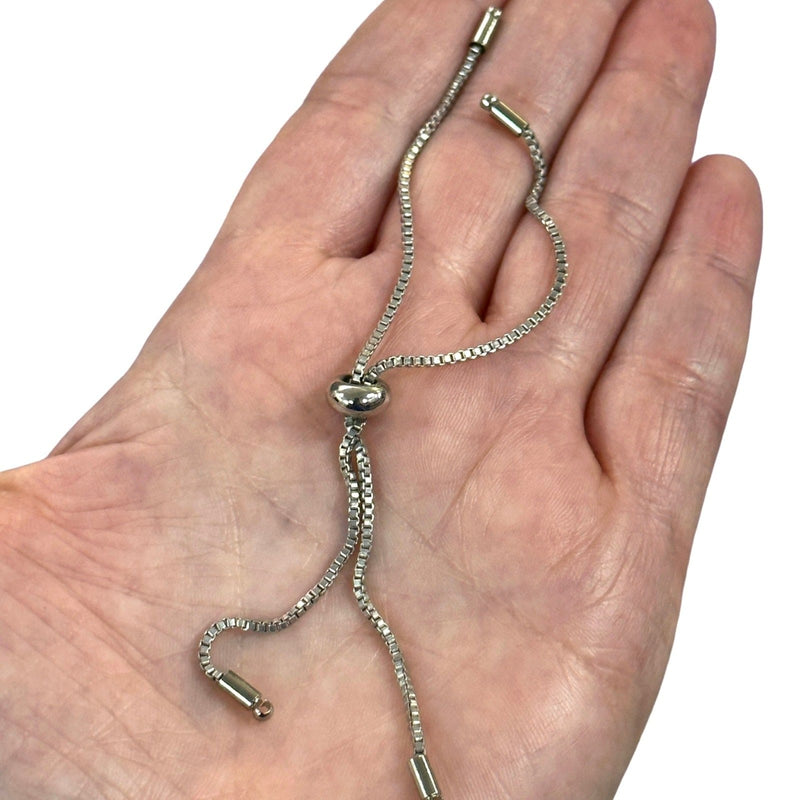 Rhoidum Plated Adjustable Box Chain Slider Bracelet Blanks