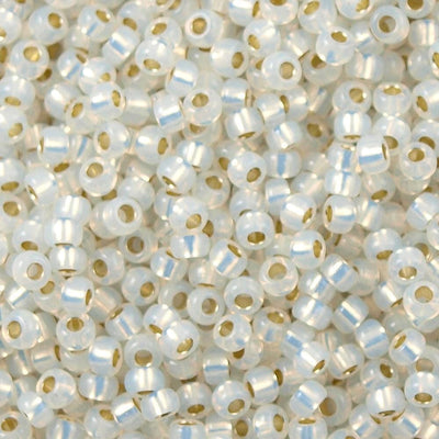 Miyuki Seed Beads 8/0 Gilt Line White Opal, 0551 £2.5