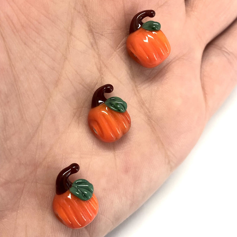 Halloween Pumpkin Hand Made Murano Glass Charm