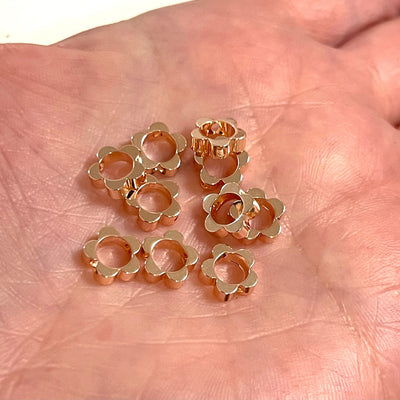 Rose Gold Plated  8mm Flower Spacers, Rose Gold Flower Spacers, 10 pcs in a pack