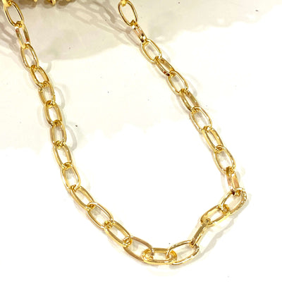 24Kt Shiny Gold Plated Chain 9x5mm Open Links