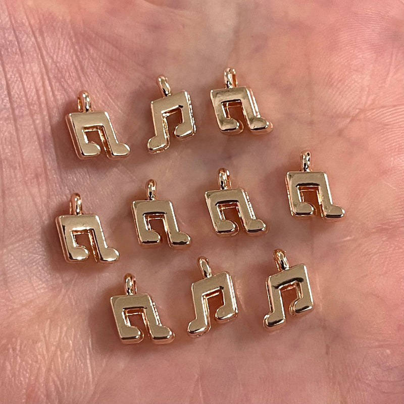 Rose Gold Plated Music Note Charms, 10 pcs in a pack