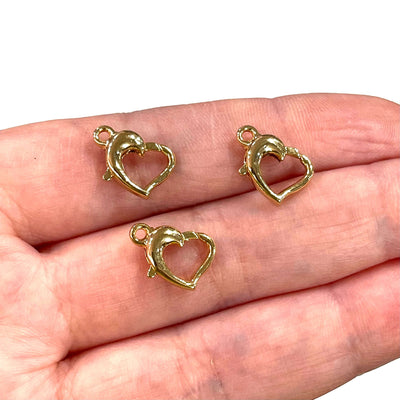 24K Shiny Gold Plated Heart Shape Lobster Clasps, 3 pcs in a pack£2