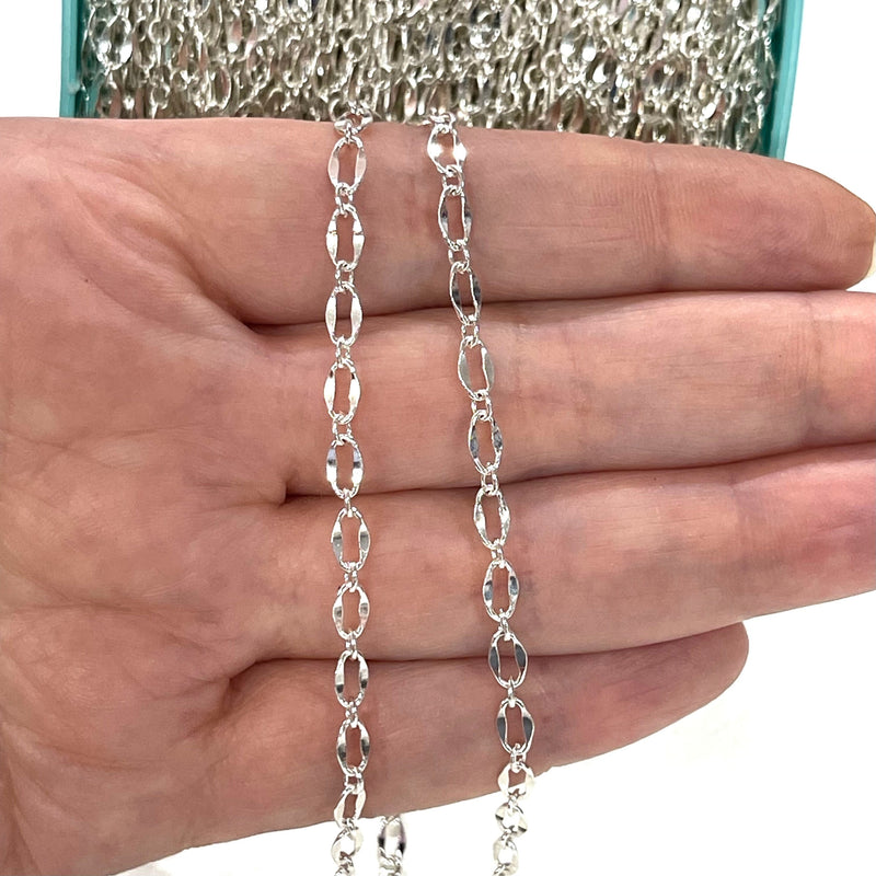 Silver Plated Brass Chain, 6x3 mm Silver Plated Chain,