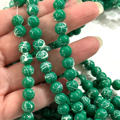 8mm Marbled glass beads, smooth round glass beads full strand