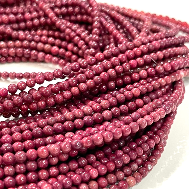 3mm Ruby Jasper Smooth Round Gemstone Beads, 127 Beads
