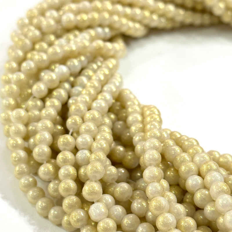 4mm Marbled glass beads, smooth round glass beads full strand