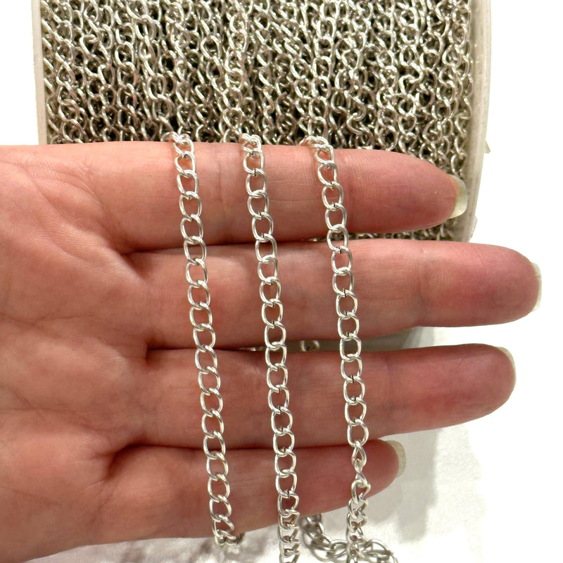 Antique Silver Plated 5x4mm Gourmet Chain, Silver Plated Open Link Chain