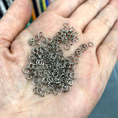 Rhodium Plated Jump Rings, 4mm,5mm,6mm, Rhodium Open Jump Rings