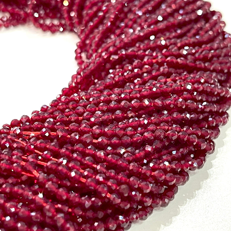 3mm Ruby Jade Faceted Round Gemstone Beads, 127 Beads