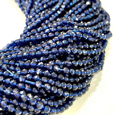 3mm Sapphire  Jade Faceted Round Gemstone Beads, 127 Beads