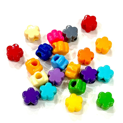 12mm Flower Shaped Acrylic Beads, Assorted Acrylic Beads,50Gr in a pack