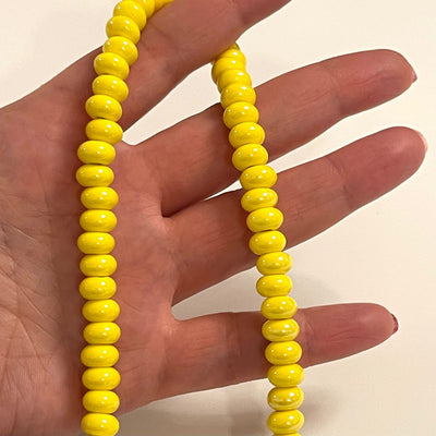 Yellow Ceramic Rondelle Beads, 10 pcs in a pack