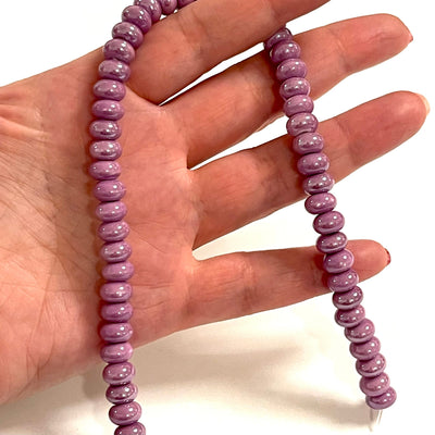 Lilac Ceramic Rondelle Beads, 10 pcs in a pack