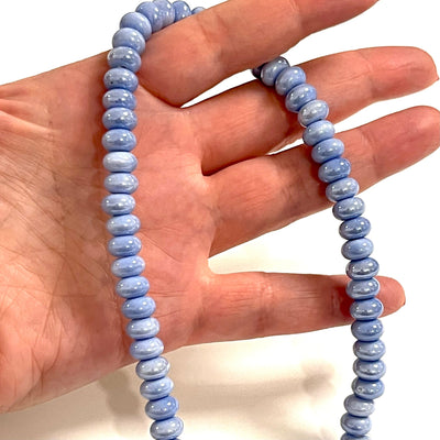Agate Blue Ceramic Rondelle Beads, 10 pcs in a pack