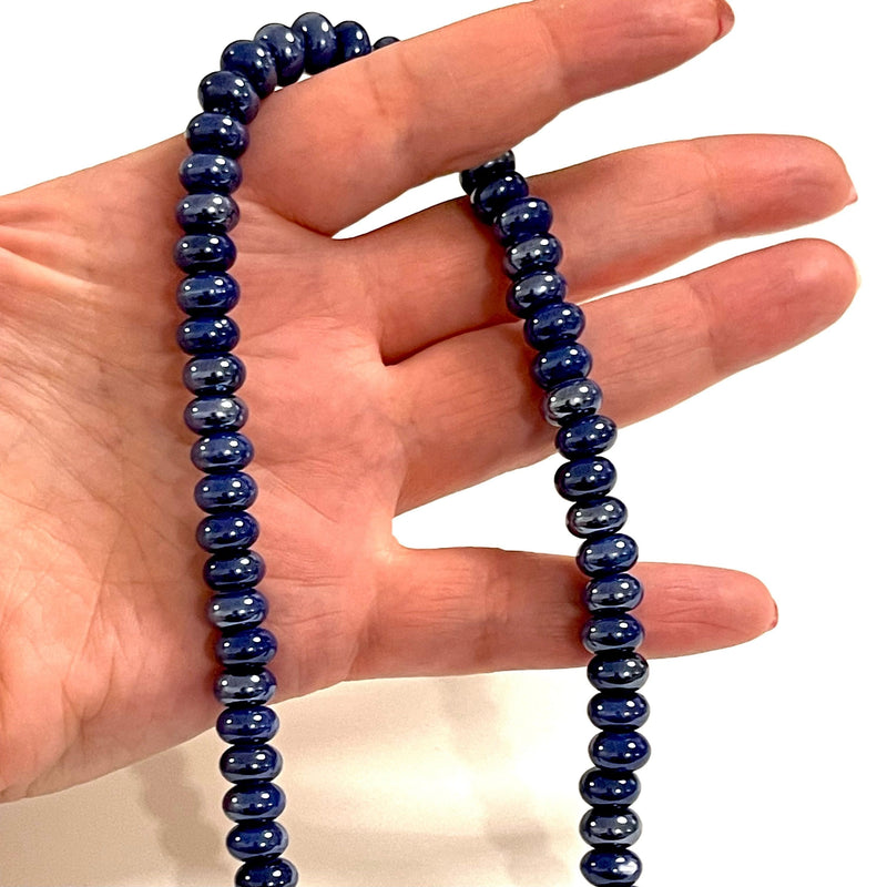 Navy Ceramic Rondelle Beads, 10 pcs in a pack
