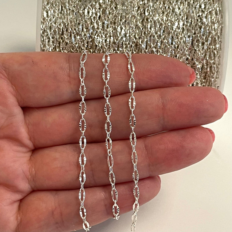 Silver Plated Brass Chain, 5x2 mm Silver Plated Chain,