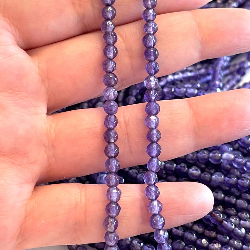 4mm Amethyst Jade Faceted Round Gemstone Beads, 90 Beads