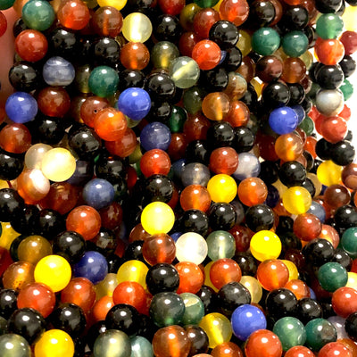 Agate Gemstone Beads, Multicolor Agate 8mm Smooth Round Beads