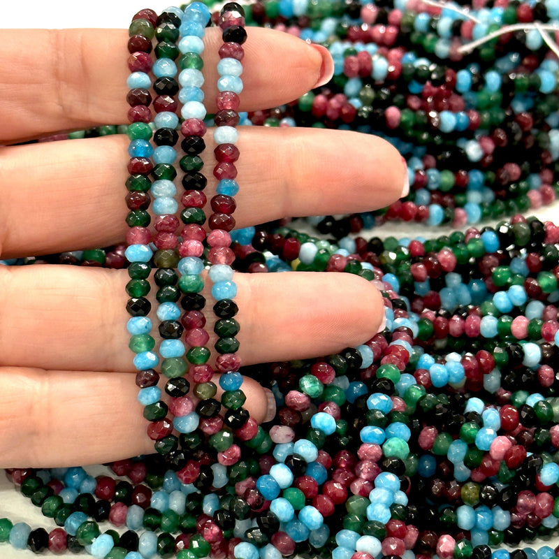 Multicolor Jade 4mm Faceted Rondelle, Multicolor Jade Beads,Gemstone Beads,Natural Gemstone