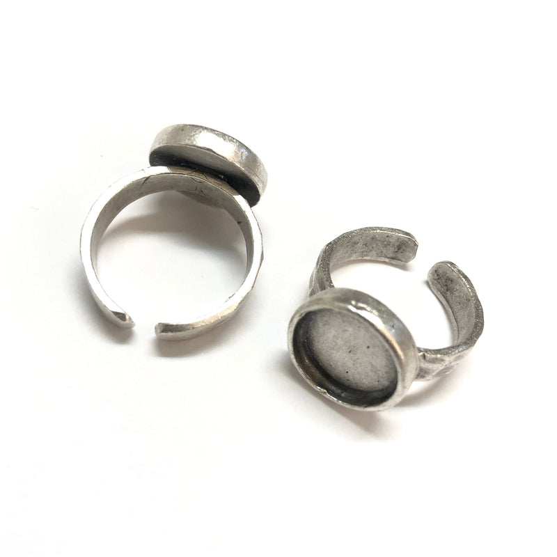 Silver Ring Setting, Antique Silver Plated Brass Adjustable Ring Blank, Adjustable Ring Bezel