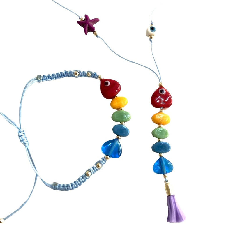Hand Made Murano Glass Beads, 5 Beads Set for making Murano Glass Fish Bone Charm
