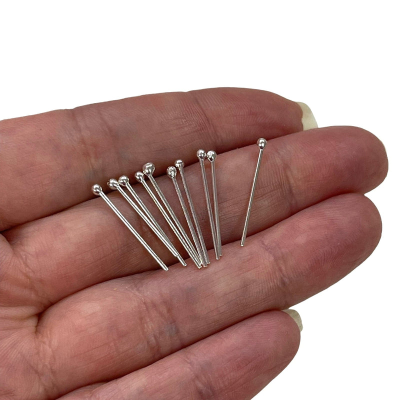 Sterling Silver Ball Point Head Pins, 925 Sterling Silver Head Pins 20mmx0.6mm, 10 pcs in a pack