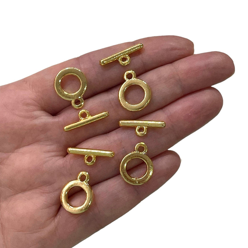 4 Sets 24Kt Shiny Gold Plated Toggle Clasp,