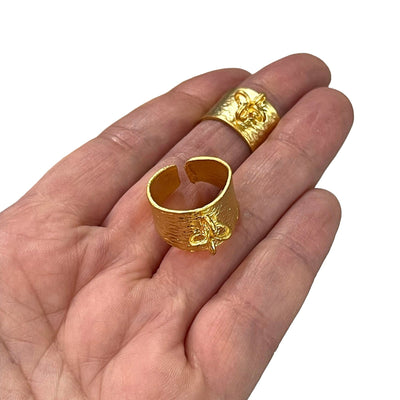 24Kt Matte Gold Plated Brass Adjustable Ring Blank