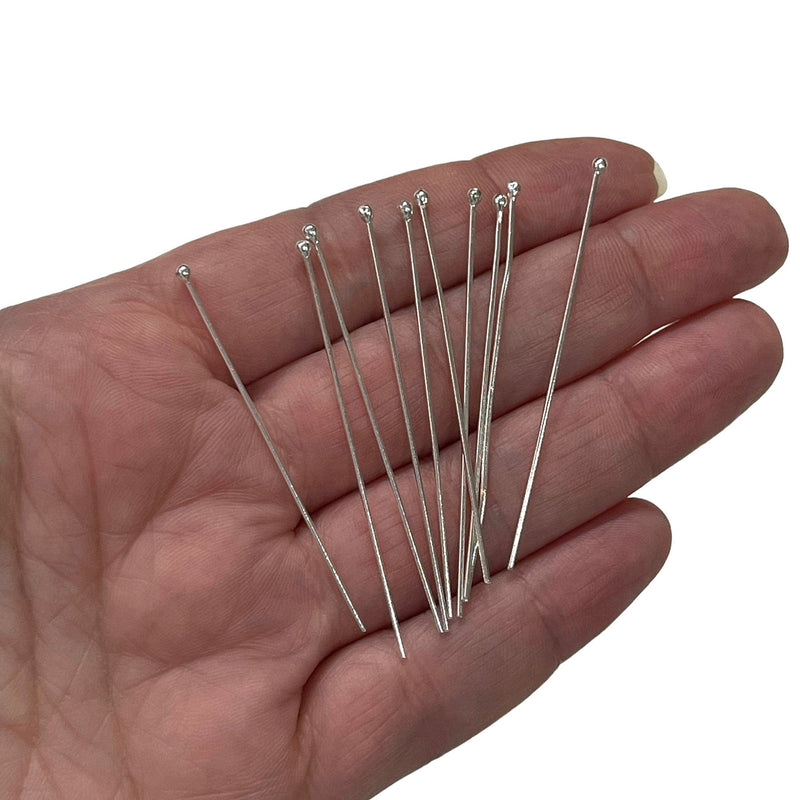 Sterling Silver Ball Point Head Pins, 925 Sterling Silver Head Pins 50mmx0.6mm, 10 pcs in a pack