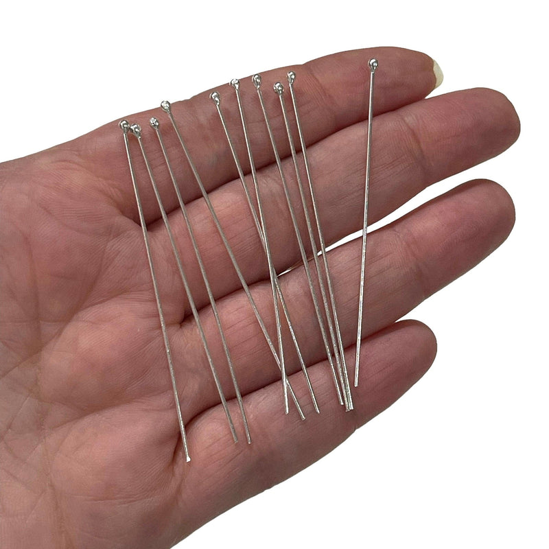 Sterling Silver Ball Point Head Pins, 925 Sterling Silver Head Pins 60mmx0.6mm, 10 pcs in a pack