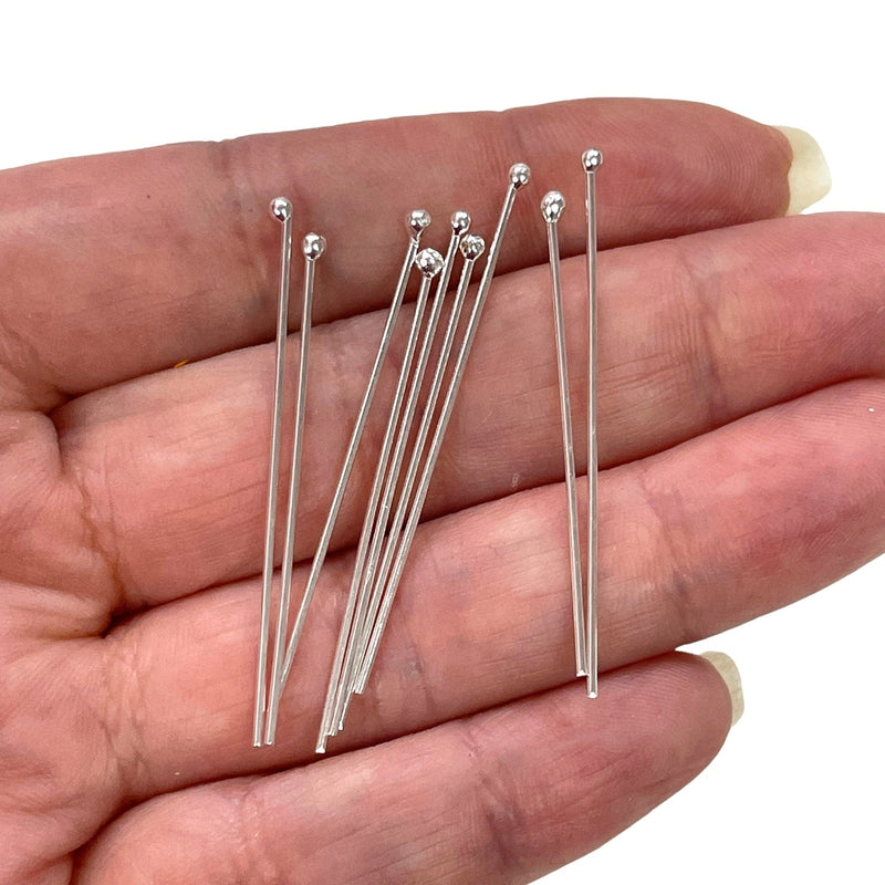 Sterling Silver Ball Point Head Pins, 925 Sterling Silver Head Pins 40mmx0.4mm, 10 pcs in a pack